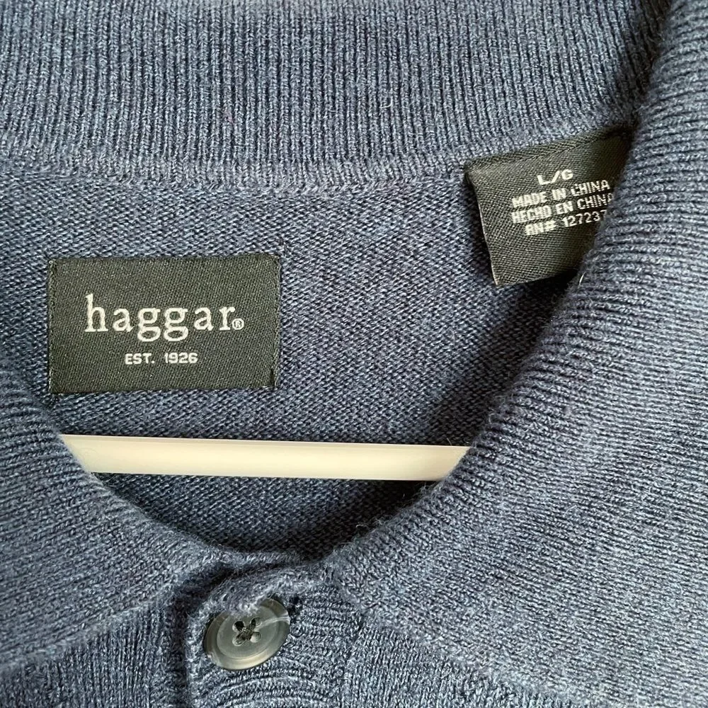 HAGGAR Blue Long Sleeve Pullover Sweater Size L